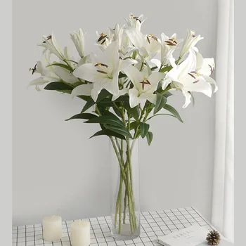 Noi Flores Artificiales Simulate 3 Artificiale Mari Crini Flori Buchete de Flori pentru Decor Nunta cu Vaza Acasă Decore
