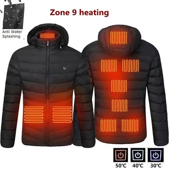 Mai nou Oamenii de Iarnă Caldă USB Încălzire Jachete Termostat Inteligent Culoare Pură Încălzit cu Gluga Haine Impermeabile Jachete Calde b01685