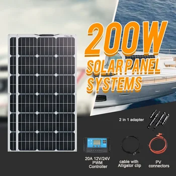 12 Volt Super-Flexibil Monocristalin Panou Solar de 100W, 200W, 300W pentru Off - Grid Sistem Rulote RULOTA Rulota Camper Bărci Acoperisuri