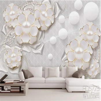 beibehang Personalizat tapet pentru perete, autocolante de mari picturi murale sfânt alb bijuterii de lux flori living cu TV papel de parede 3D