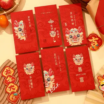Rezistent la uzura Plic 2024 Dragon Anul Plicuri Festiv Festivalul de Primăvară Pungi pentru Anul Nou Design de Desene animate pentru Chinezi