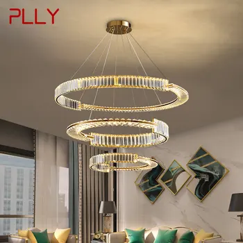 PLLY Agățat Candelabru de Cristal cu LED-uri Moderne de Lux Inele Pandantiv Lumina Home Decor Pentru Living Sala de Mese Vila Duplex