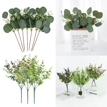 1/5pcs Artificiale Frunze de Eucalipt Verde Fals Ramuri de Plante pentru Gradina Vaze Acasă de Crăciun Decorare Nunta Faux Flori False