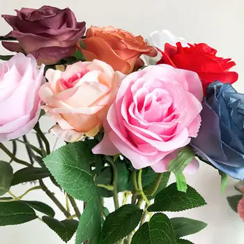 Flori artificiale Mătăsuri Trandafir Alb de Înaltă calitate Buchet de Flori Roz pentru Petrecerea de Nunta Festival DIY Cadou 6 Capete Mari Decor Acasă