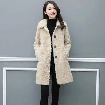 Femei Jachete de Iarnă pentru Femei Timp Real Haine de Blană la Modă, Solid Turndown Guler Naturale Îmbrăcăminte Q620