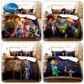 Disney Toy Story Set De Lenjerie De Pat Desene Animate Regele Dimensiune Pilota Plapuma Copii Decorare Dormitor Băiat Cuverturi De Pat Lenjerii De Pat Cadou