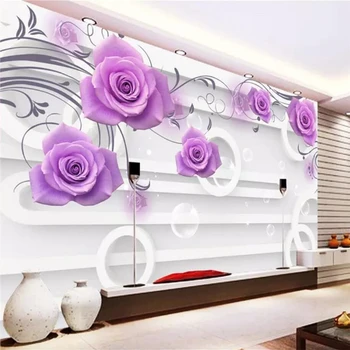 wellyu Foto Personalizat Tapet 3d picturi Murale HD обои Moda Violet Rose Saci Moi TV tapet de Fundal de papel de parede 3d murală