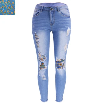 2023 Moda Noua Personalizate Ripped Denim Pantaloni de Slabit Creion Pantaloni Pentru Primavara-Vara pentru Femei Rupte Patch Denim Pantaloni