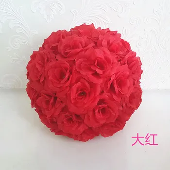 de vânzare 1bucată 25cm Mătase Artificială Floare Trandafir Saruta Bile Buchet Centrala Pomander Petrecere tort de Nunta decoratiuni